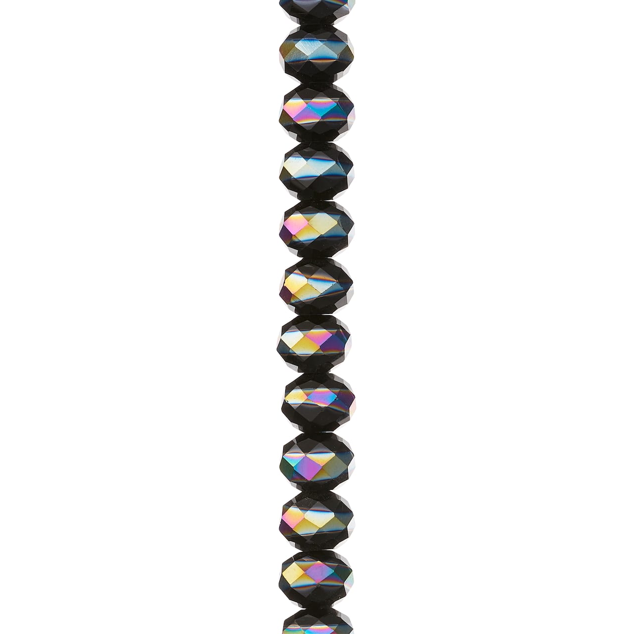 12 Pack: Black Aurora Borealis Striped Glass Faceted Rondelle Beads, 8mm by Bead Landing™